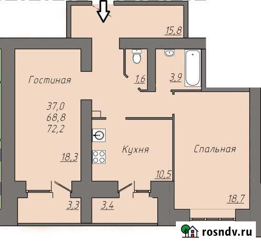 2-комнатная квартира, 72 м², 2/16 эт. на продажу в Саранске Саранск - изображение 1