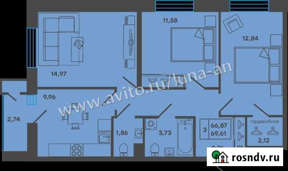 3-комнатная квартира, 68 м², 2/12 эт. на продажу в Набережных Челнах Набережные Челны - изображение 1