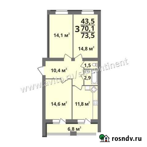 3-комнатная квартира, 73 м², 2/5 эт. на продажу в Коврове Ковров - изображение 1