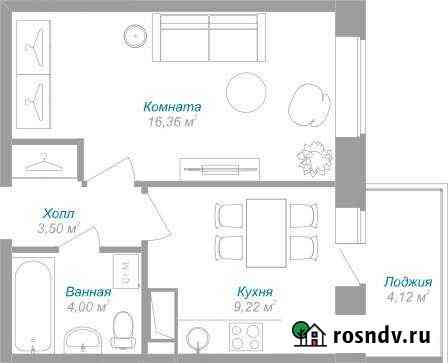 1-комнатная квартира, 34 м², 7/12 эт. на продажу в Буграх Бугры