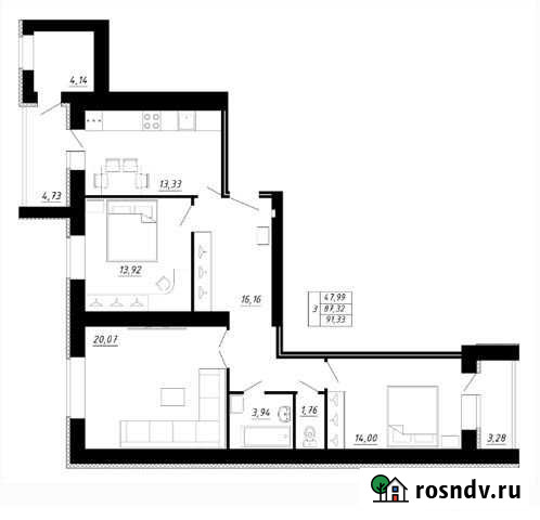 3-комнатная квартира, 91 м², 3/9 эт. на продажу в Салавате Салават - изображение 1