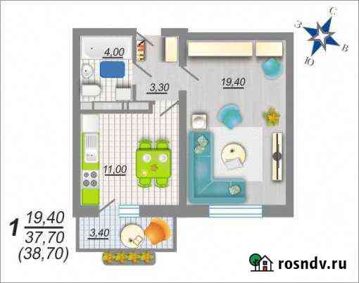 1-комнатная квартира, 38 м², 7/17 эт. на продажу в Нововоронеже Нововоронеж