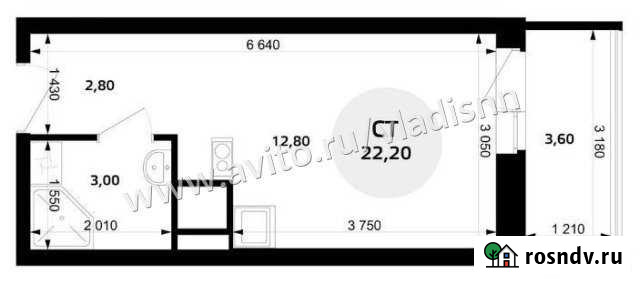 Квартира-студия, 22 м², 21/21 эт. на продажу в Нижнем Новгороде Нижний Новгород - изображение 1