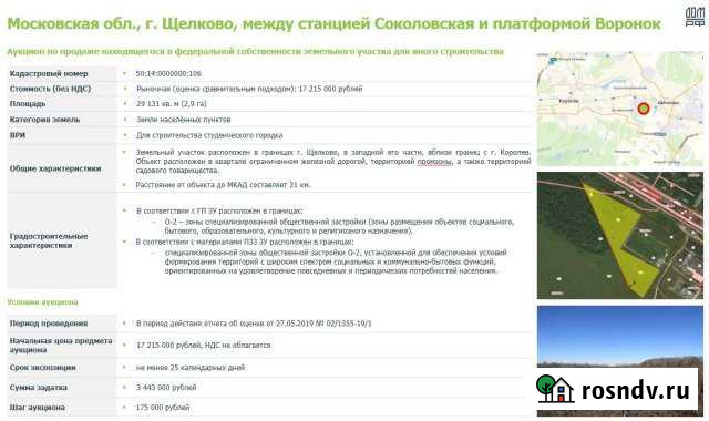 Участок ИЖС 2223 сот. на продажу в Щёлково Щёлково - изображение 1