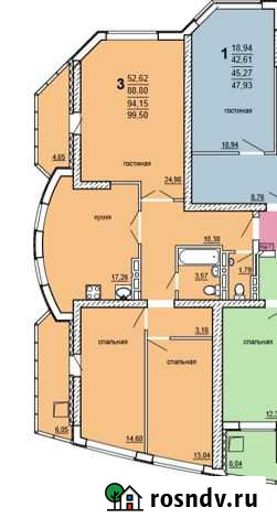 3-комнатная квартира, 99 м², 24/26 эт. на продажу в Энгельсе Энгельс - изображение 1