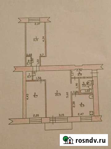 3-комнатная квартира, 56 м², 3/3 эт. на продажу в Приютово Приютово - изображение 1