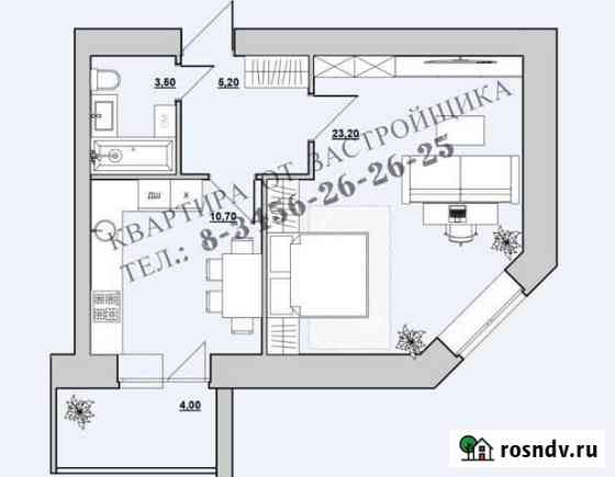 1-комнатная квартира, 42 м², 5/9 эт. на продажу в Тобольске Тобольск