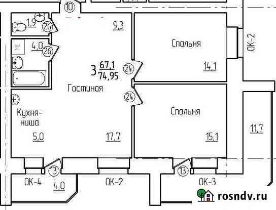 3-комнатная квартира, 75 м², 1/10 эт. на продажу в Благовещенске Благовещенск