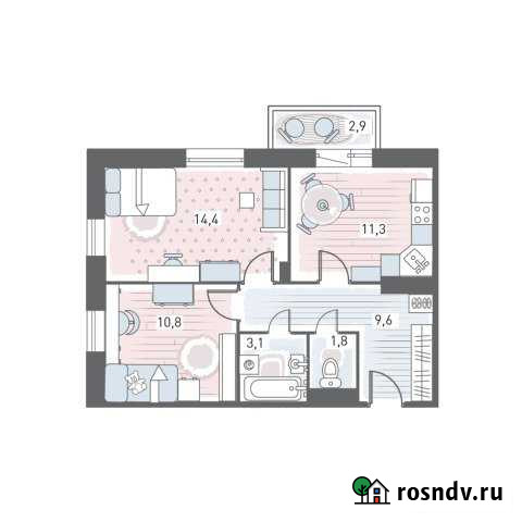 2-комнатная квартира, 51 м², 3/4 эт. на продажу в Янино-1 Янино-1 - изображение 1