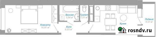 1-комнатная квартира, 43 м², 3/12 эт. на продажу в Буграх Бугры - изображение 1