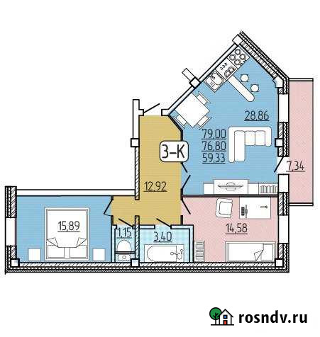 3-комнатная квартира, 79 м², 9/9 эт. на продажу в Улан-Удэ Улан-Удэ - изображение 1