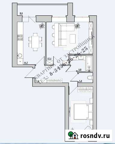 2-комнатная квартира, 52 м², 3/9 эт. на продажу в Тобольске Тобольск - изображение 1