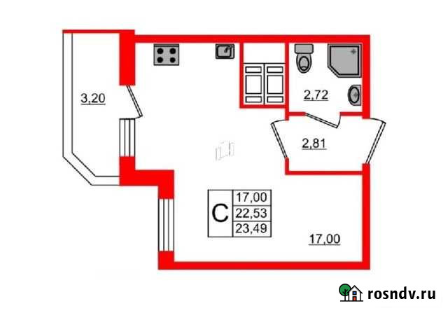 Квартира-студия, 25 м², 11/12 эт. в аренду на длительный срок в Буграх Бугры - изображение 1