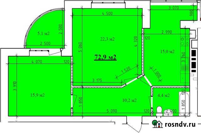 2-комнатная квартира, 72 м², 4/9 эт. на продажу в Таганроге Таганрог - изображение 1