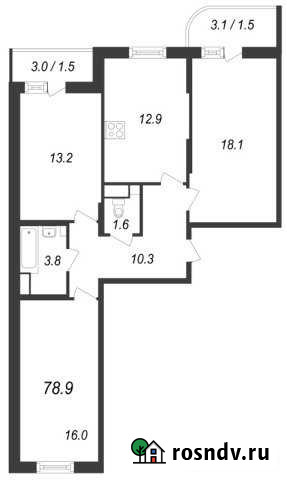3-комнатная квартира, 78 м², 10/12 эт. на продажу в Буграх Бугры - изображение 1