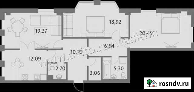 3-комнатная квартира, 99 м², 2/6 эт. на продажу в Нижнем Новгороде Нижний Новгород - изображение 1