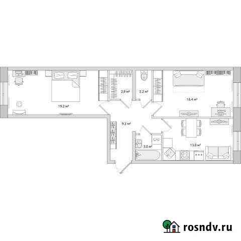 2-комнатная квартира, 65 м², 1/25 эт. на продажу в Буграх Бугры