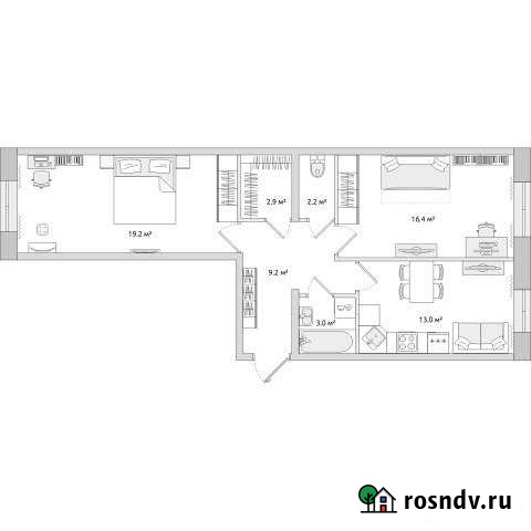 2-комнатная квартира, 65 м², 1/25 эт. на продажу в Буграх Бугры - изображение 1