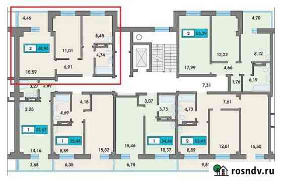2-комнатная квартира, 49 м², 6/9 эт. на продажу в Сосновоборске Красноярского края Сосновоборск