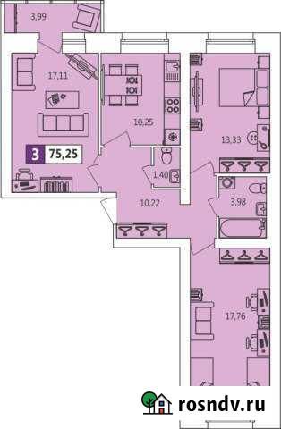 3-комнатная квартира, 75 м², 8/14 эт. на продажу в Архангельске Архангельск - изображение 1