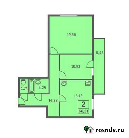 2-комнатная квартира, 66 м², 10/13 эт. на продажу в Железногорске Курской области Железногорск - изображение 1