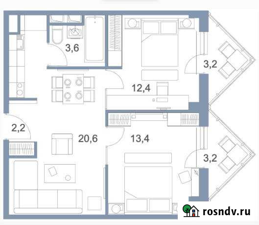 3-комнатная квартира, 59 м², 19/25 эт. на продажу в Андреевке Андреевка - изображение 1