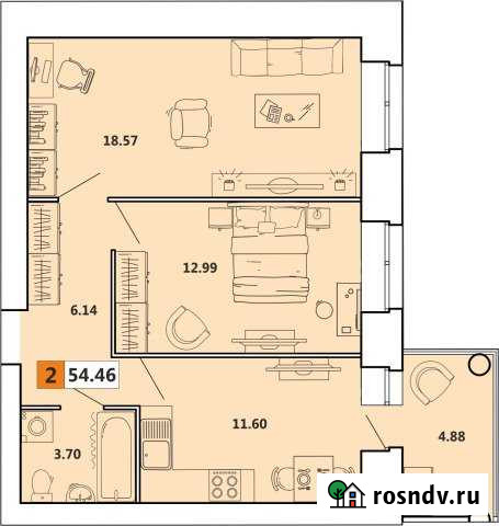 2-комнатная квартира, 54 м², 3/11 эт. на продажу в Архангельске Архангельск - изображение 1