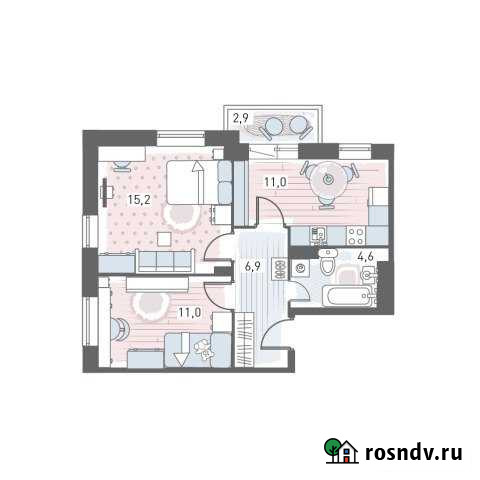 2-комнатная квартира, 50 м², 1/4 эт. на продажу в Янино-1 Янино-1 - изображение 1