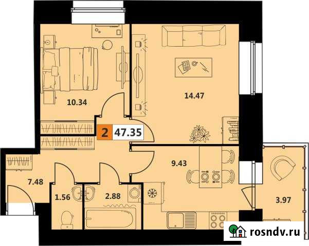 2-комнатная квартира, 47 м², 2/5 эт. на продажу в Северодвинске Северодвинск - изображение 1