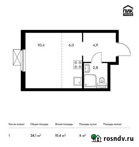 1-комнатная квартира, 24 м², 5/15 эт. на продажу в Обнинске Обнинск - изображение 1