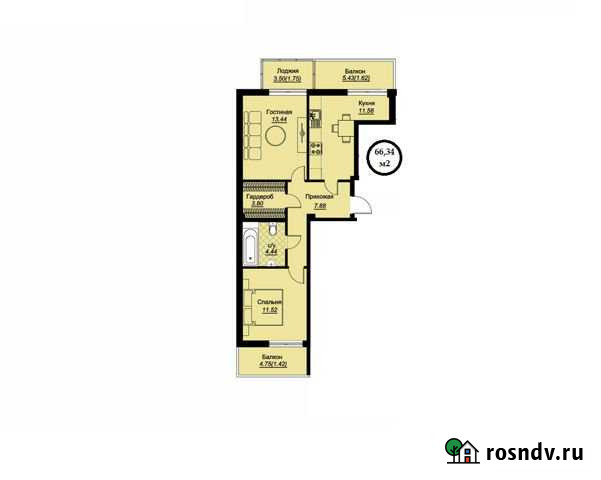 2-комнатная квартира, 66 м², 4/7 эт. на продажу в Керче Керчь - изображение 1