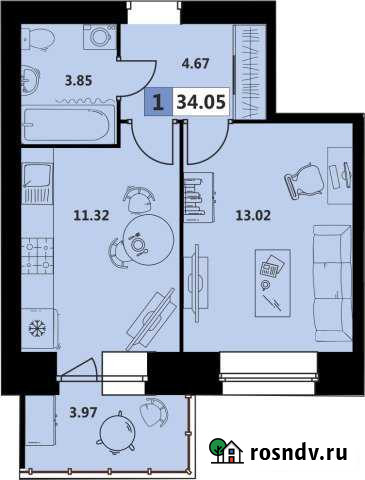 1-комнатная квартира, 34 м², 3/5 эт. на продажу в Северодвинске Северодвинск - изображение 1