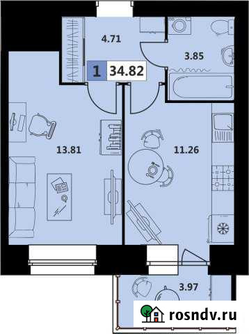 1-комнатная квартира, 35 м², 3/5 эт. на продажу в Северодвинске Северодвинск - изображение 1