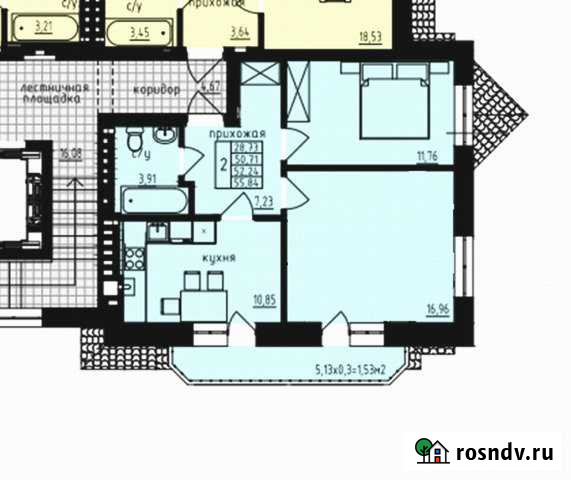 2-комнатная квартира, 55 м², 7/7 эт. на продажу в Гурьевске Калининградской области Гурьевск - изображение 1
