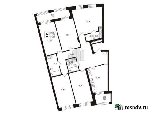 5-комнатная квартира, 149 м², 12/17 эт. на продажу в Санкт-Петербурге Санкт-Петербург - изображение 1