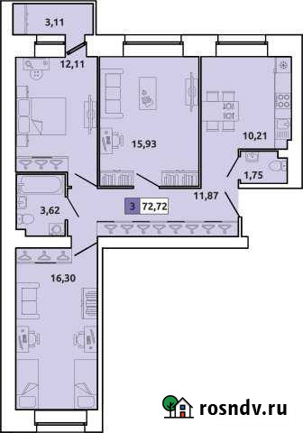 3-комнатная квартира, 73 м², 3/5 эт. на продажу в Северодвинске Северодвинск - изображение 1