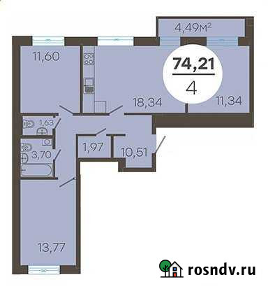4-комнатная квартира, 74 м², 6/12 эт. на продажу в Тюмени Тюмень - изображение 1