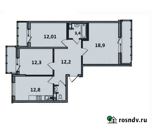 3-комнатная квартира, 80 м², 2/9 эт. на продажу во Всеволожске Всеволожск - изображение 1