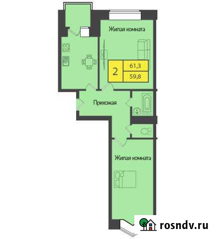 2-комнатная квартира, 61 м², 8/10 эт. на продажу в Новочебоксарске Новочебоксарск - изображение 1