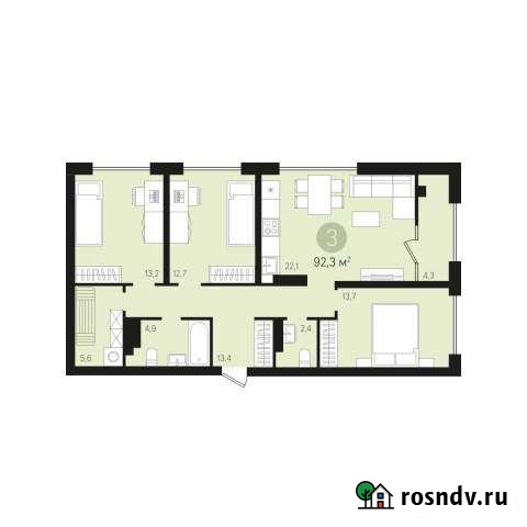 3-комнатная квартира, 92 м², 5/10 эт. на продажу в Сургуте Сургут - изображение 1