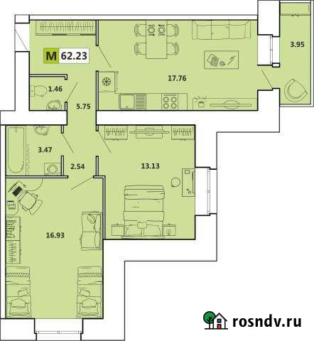 3-комнатная квартира, 62 м², 12/14 эт. на продажу в Архангельске Архангельск - изображение 1
