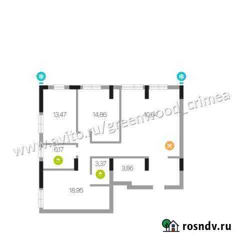 3-комнатная квартира, 103 м², 4/15 эт. на продажу в Симферополе Симферополь