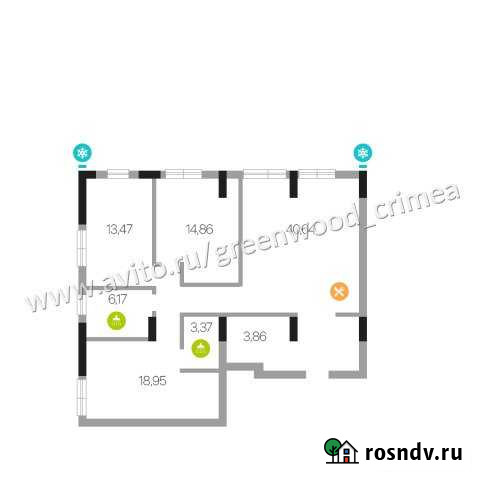 3-комнатная квартира, 103 м², 4/15 эт. на продажу в Симферополе Симферополь - изображение 1