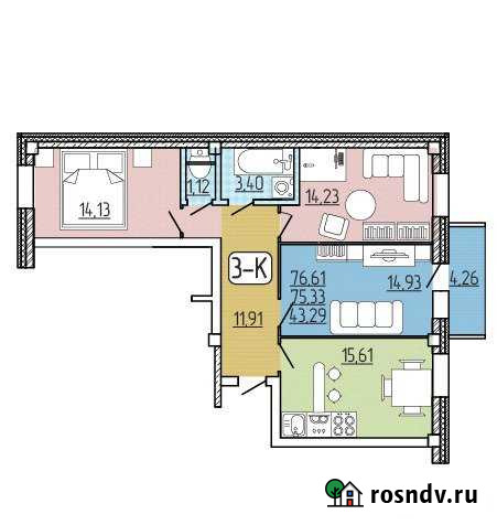 3-комнатная квартира, 76 м², 9/9 эт. на продажу в Улан-Удэ Улан-Удэ - изображение 1