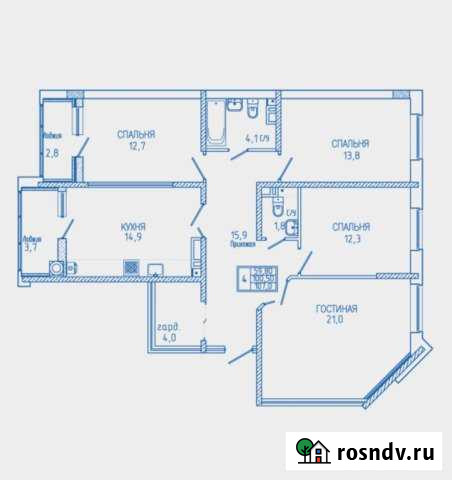 4-комнатная квартира, 107 м², 17/18 эт. на продажу в Ставрополе Ставрополь - изображение 1