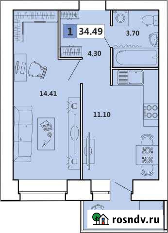 1-комнатная квартира, 34 м², 3/11 эт. на продажу в Архангельске Архангельск - изображение 1