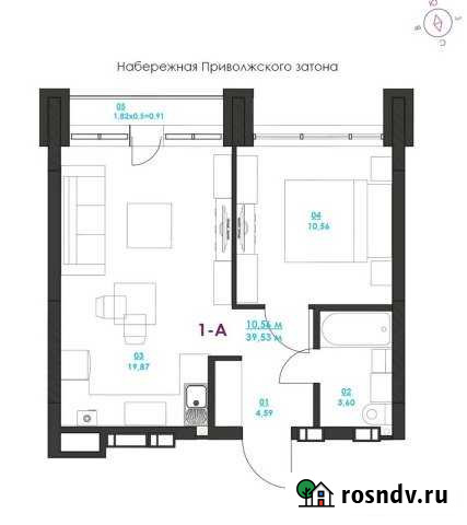 1-комнатная квартира, 39 м², 5/19 эт. на продажу в Астрахани Астрахань - изображение 1