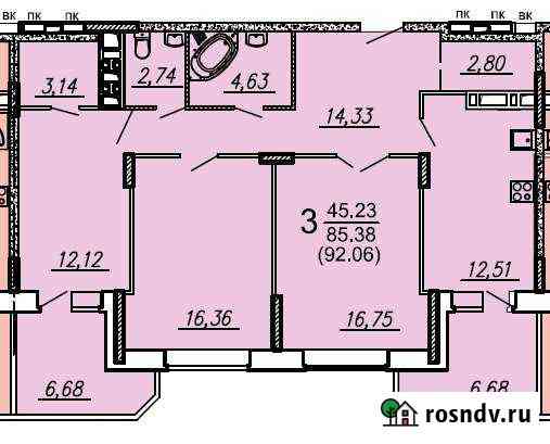3-комнатная квартира, 92 м², 7/16 эт. на продажу в Брянске Брянск