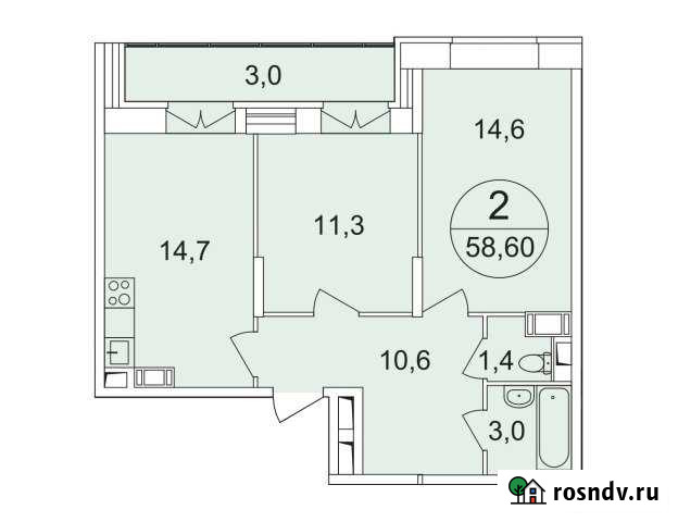 2-комнатная квартира, 58 м², 13/16 эт. на продажу в Химках Химки - изображение 1