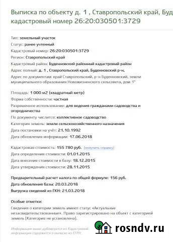 Участок СНТ, ДНП 10 сот. на продажу в Будённовске Будённовск - изображение 1